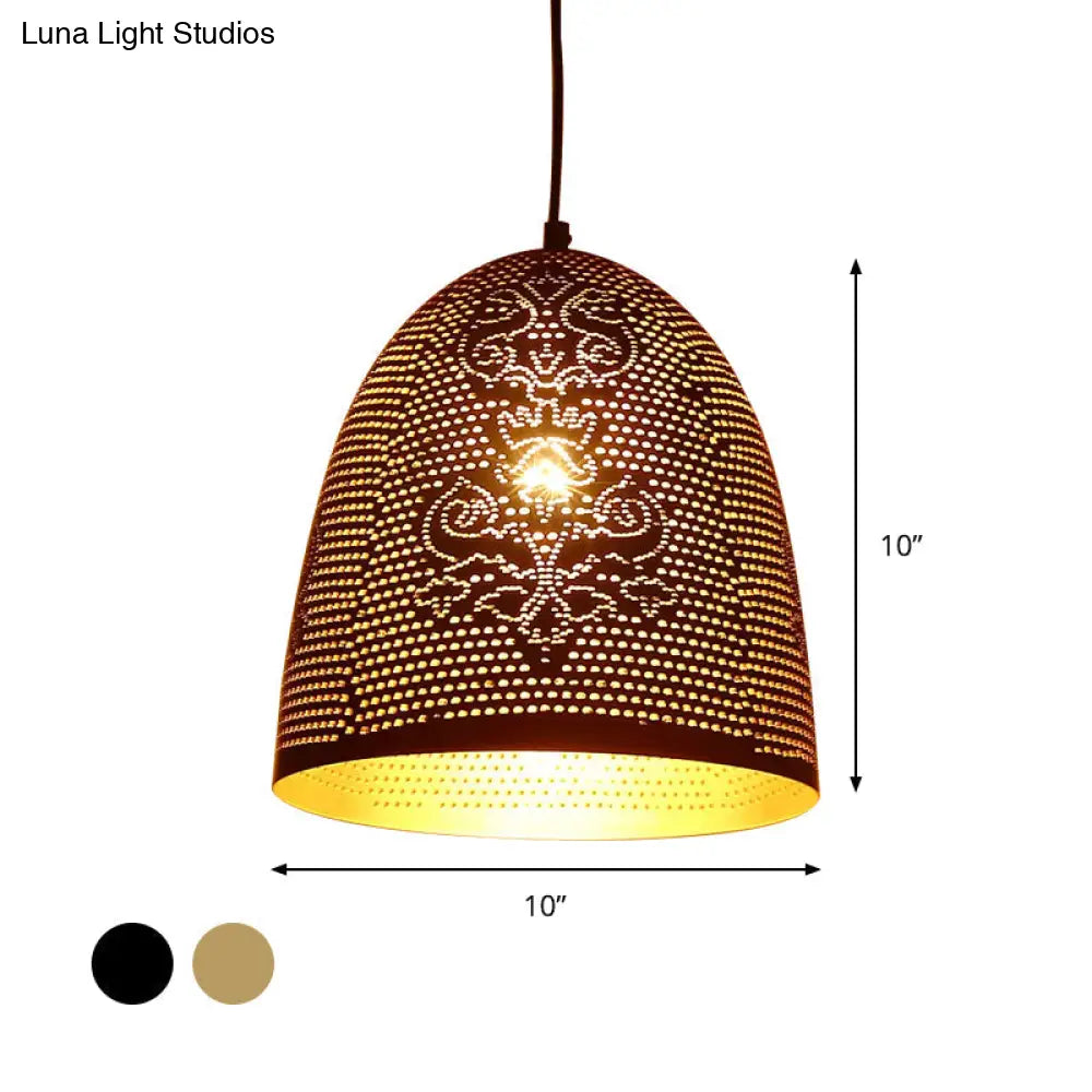 Arab Black/Brass Finish Half Egg Shape Hanging Ceiling Lamp