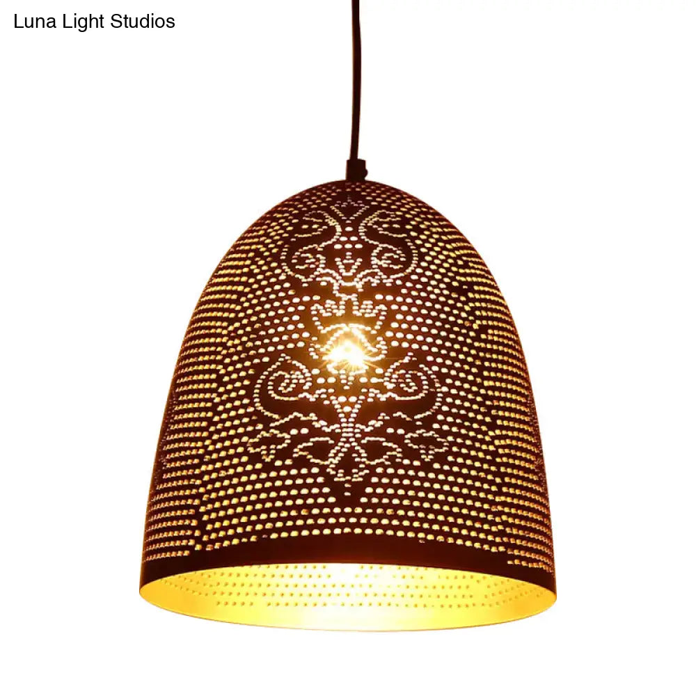 Arab Black/Brass Finish Half Egg Shape Hanging Ceiling Lamp