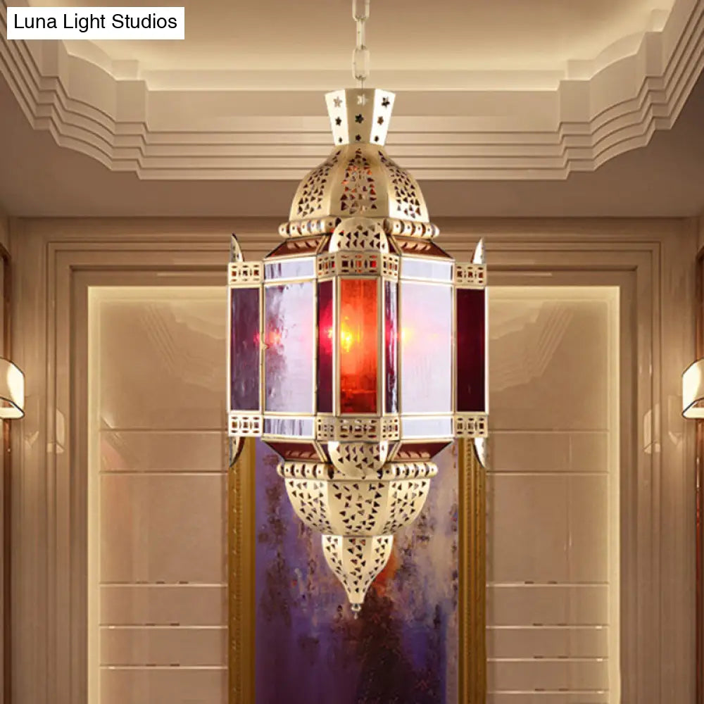 Arab Lantern Pendant Lamp In Brass With Hollow-Out Design