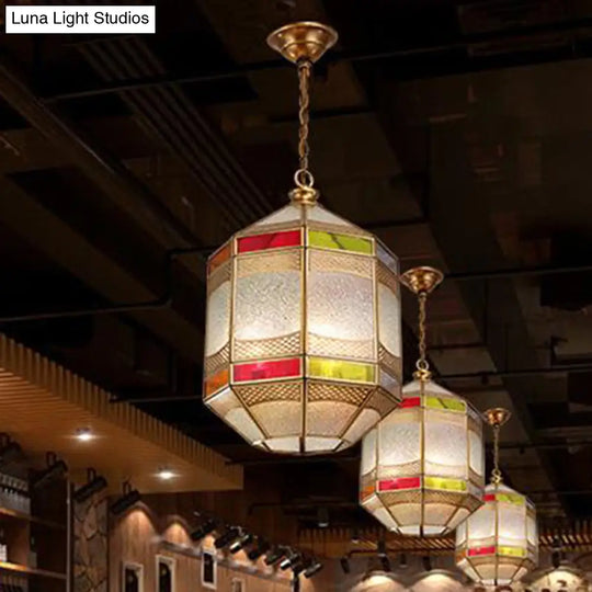 Arab Octangle Hanging Lamp - Metal Ceiling Pendant Light With Adjustable Chain Brass Finish