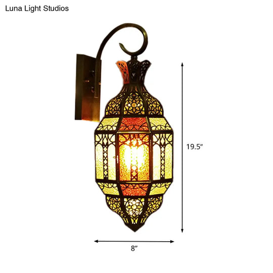 Arab Style 1-Light Brass Wall Mount Sconce With Metal Urn Shade - Living Room Lighting