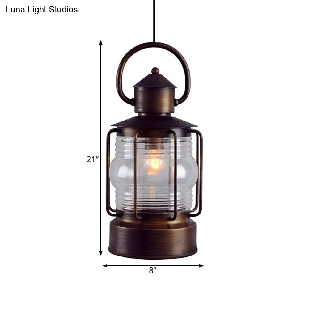 Arabian Glass Lantern Pendant Light - Single Bulb Hanging Lamp For Restaurants