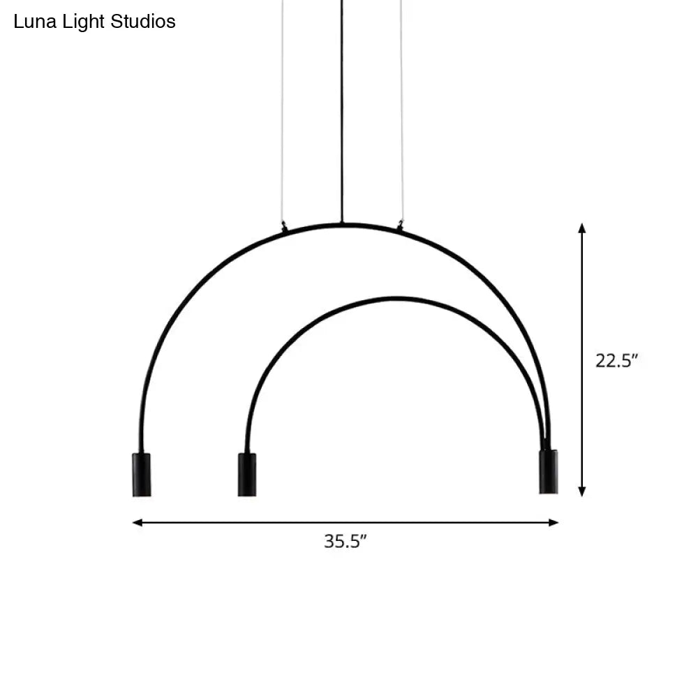 Arched Pendant Lighting With Led For Bar - Contemporary Black Metal 2/3/5 Lights