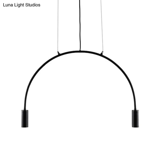 Arched Pendant Lighting With Led For Bar - Contemporary Black Metal 2/3/5 Lights