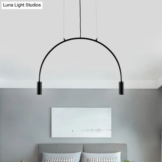 Arched Pendant Lighting With Led For Bar - Contemporary Black Metal 2/3/5 Lights