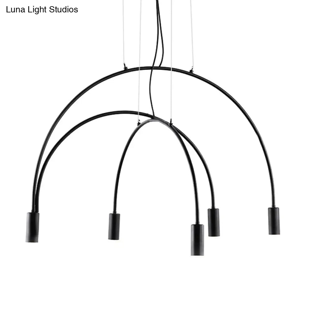 Arched Pendant Lighting With Led For Bar - Contemporary Black Metal 2/3/5 Lights