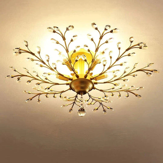 Arlyn - Nordic Vintage Candle Tree of Life  Crystal Chandelier
