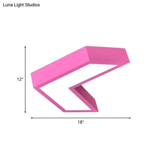 Arrow Kids Pink Led Flush Mount Ceiling Lamp - Kindergarten Acrylic Lighting Fixture