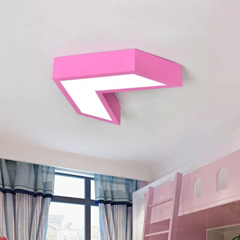 Arrow Kids Pink Led Flush Mount Ceiling Lamp - Kindergarten Acrylic Lighting Fixture
