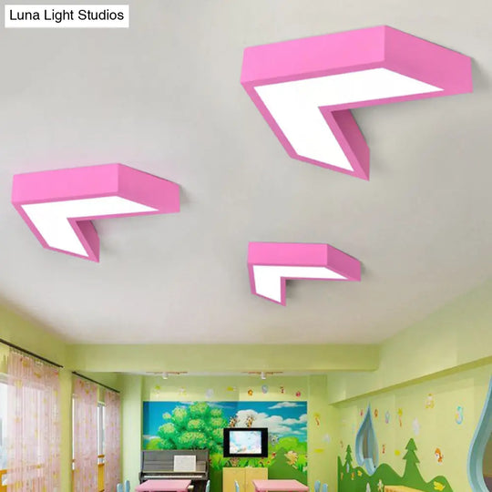 Arrow Kids Pink Led Flush Mount Ceiling Lamp - Kindergarten Acrylic Lighting Fixture