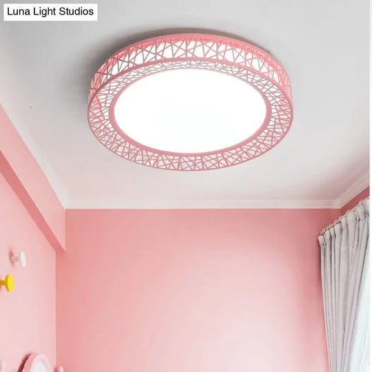 Art Deco Acrylic Flush Mount Ceiling Light - Ideal For Classrooms Pink / 16