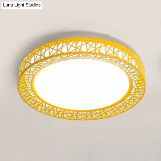 Art Deco Acrylic Flush Mount Ceiling Light - Ideal For Classrooms Yellow / 16