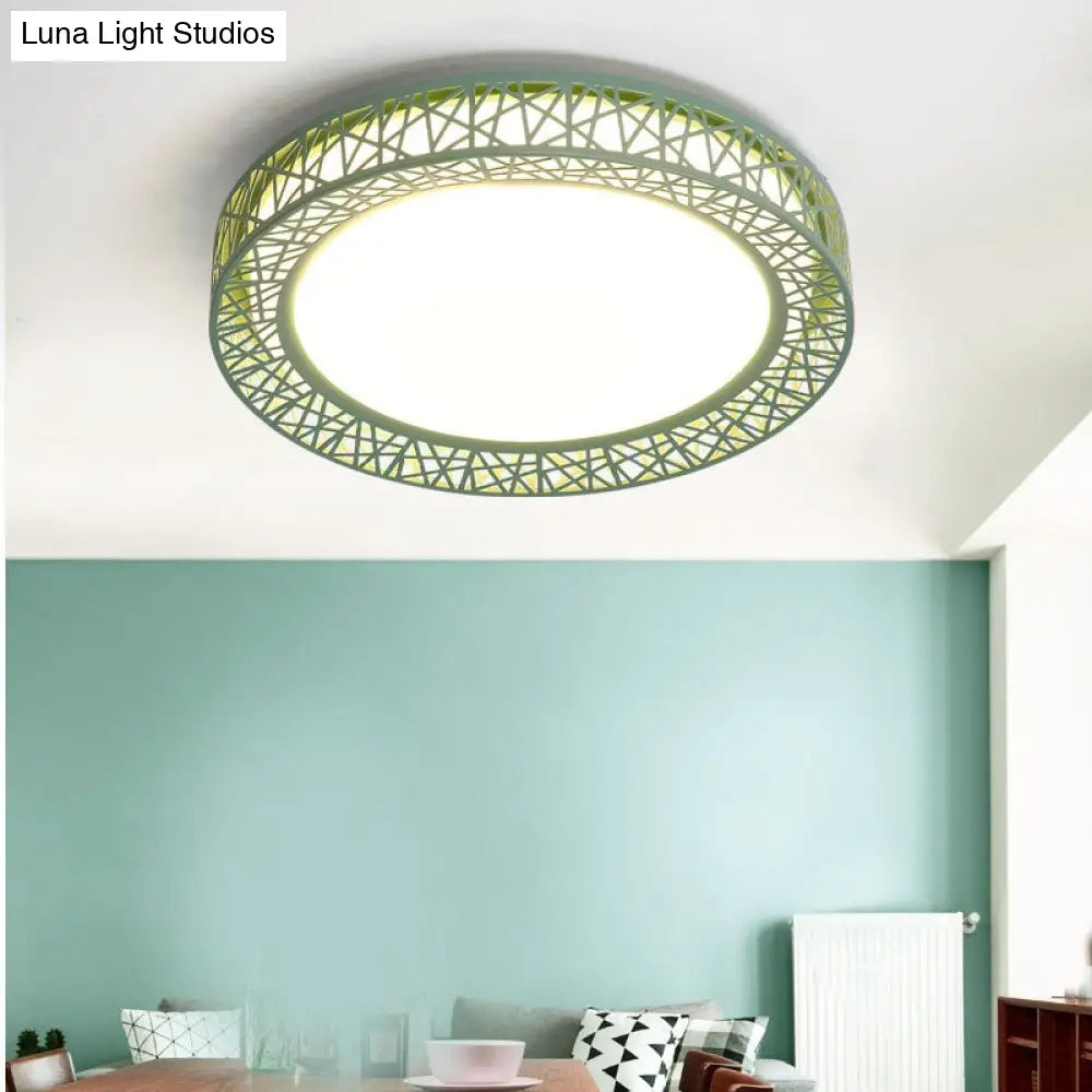 Art Deco Acrylic Flush Mount Ceiling Light - Ideal For Classrooms Green / 16