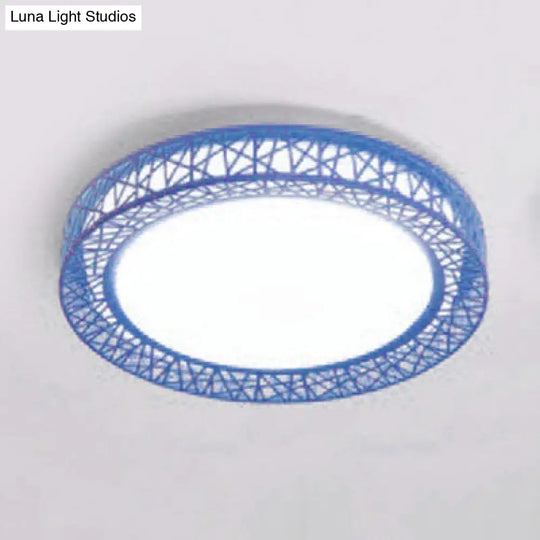 Art Deco Acrylic Flush Mount Ceiling Light - Ideal For Classrooms Blue / 16