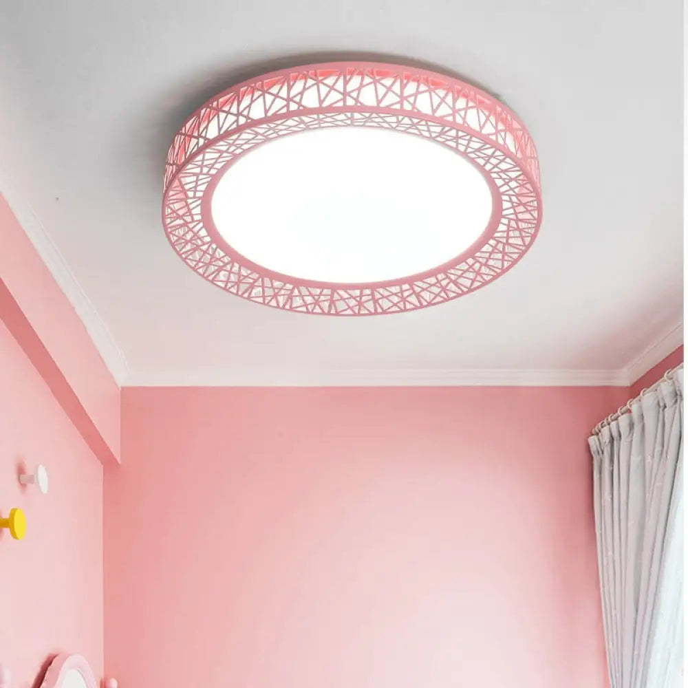 Art Deco Acrylic Flush Mount Ceiling Light - Ideal For Classrooms Pink / 16’