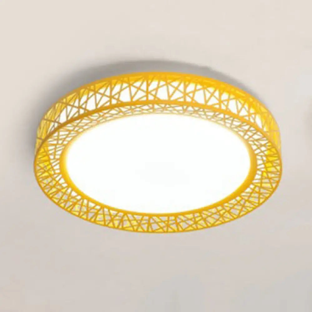 Art Deco Acrylic Flush Mount Ceiling Light - Ideal For Classrooms Yellow / 16’