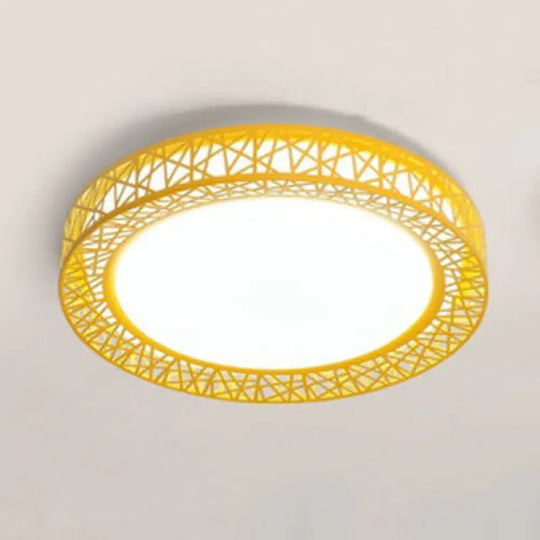 Art Deco Acrylic Flush Mount Ceiling Light - Ideal For Classrooms Yellow / 16’