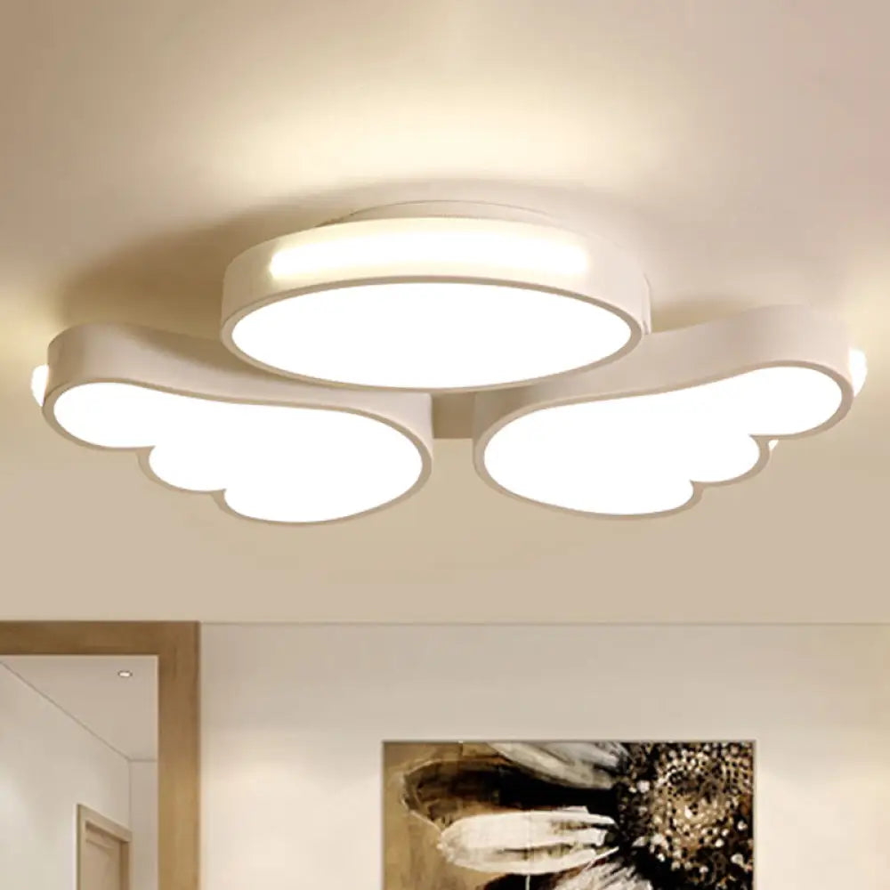 Art Deco Acrylic Flush Mount Ceiling Light - White Angel Design For Kid’s Bedroom / Warm