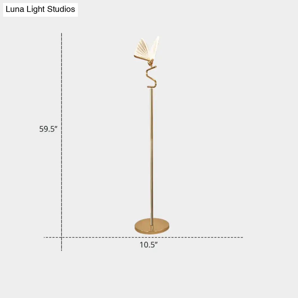 Art Deco Acrylic Led Floor Light With Gold Finish - Stylish Standing Lamp For Living Room