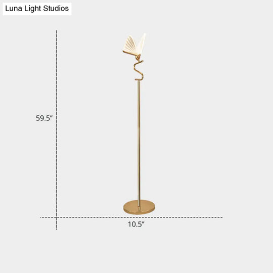 Art Deco Acrylic Led Floor Light With Gold Finish - Stylish Standing Lamp For Living Room