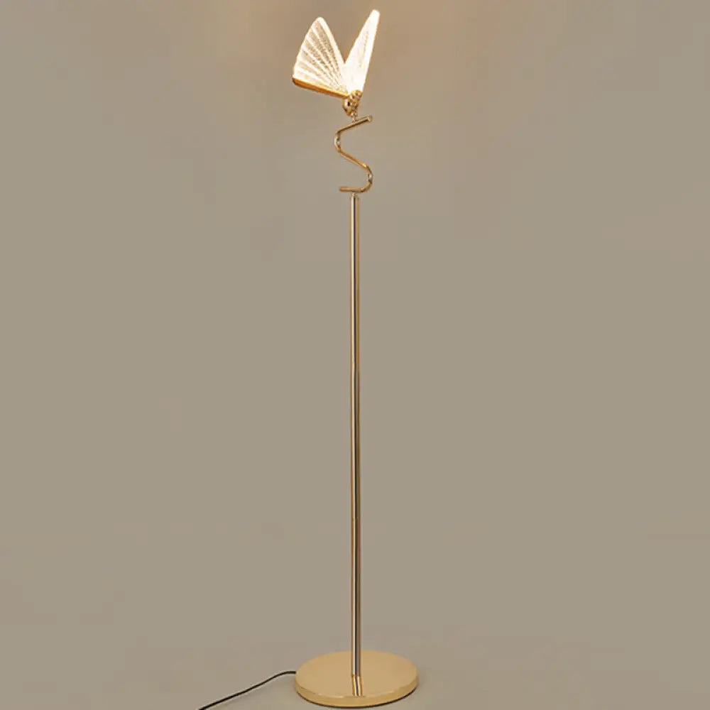 Art Deco Acrylic Led Floor Light With Gold Finish - Stylish Standing Lamp For Living Room /