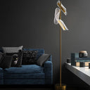 Art Deco Acrylic Led Floor Light With Gold Finish - Stylish Standing Lamp For Living Room / Tubular
