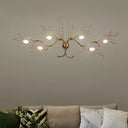 Art Deco Aluminum Sconce Light With 6 Bulbs For Living Room Wall Decor Pink