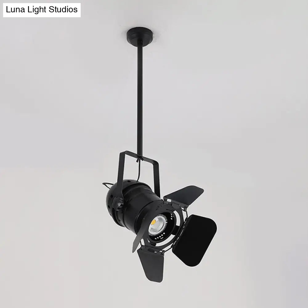 Art Deco Black Camera Shaped Hanging Pendant Lamp For Coffee House - Metallic Spotlight