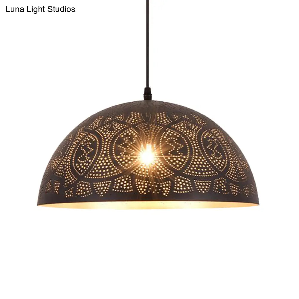 Art Deco Bronze Hemisphere Pendant Ceiling Lamp