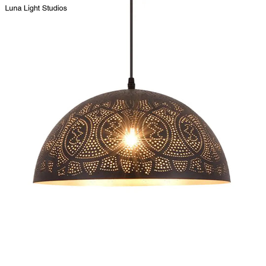 Art Deco Bronze Hemisphere Pendant Ceiling Lamp