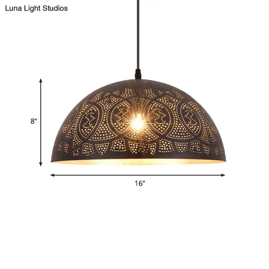 Art Deco Bronze Hemisphere Pendant Ceiling Lamp