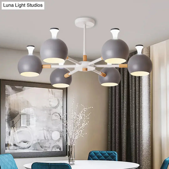 Art Deco Dome Pendant Chandelier - 6-Light Metal Hanging Light For Living Room