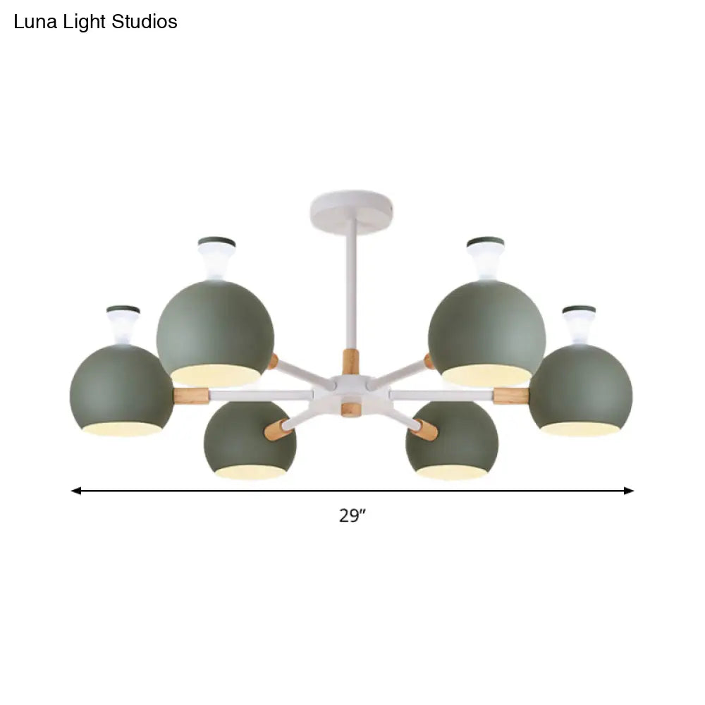 Art Deco Dome Pendant Chandelier - 6-Light Metal Hanging Light For Living Room