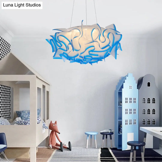 Flower Design Pendant Light - Art Deco Acrylic Single Pink/Orange/Blue Dining Room Ceiling