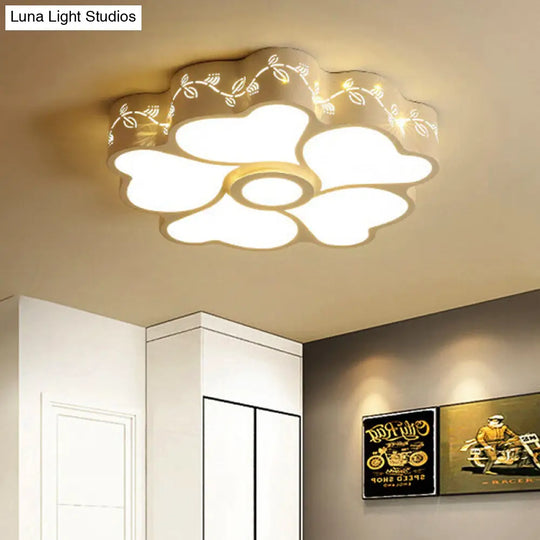 Art Deco Flush Mount Kids Bedroom Ceiling Light In White Acrylic / Remote Control Stepless Dimming C