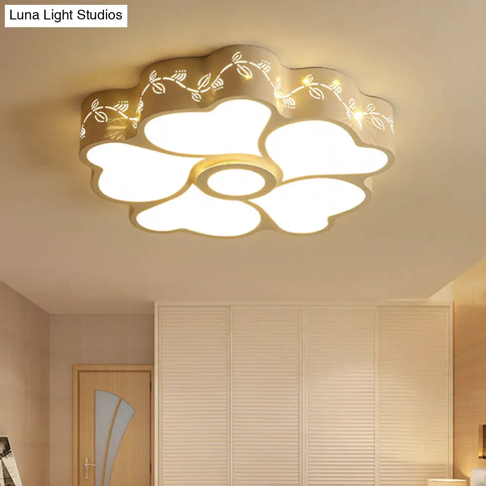 Art Deco Flush Mount Kid’s Bedroom Ceiling Light In White Acrylic