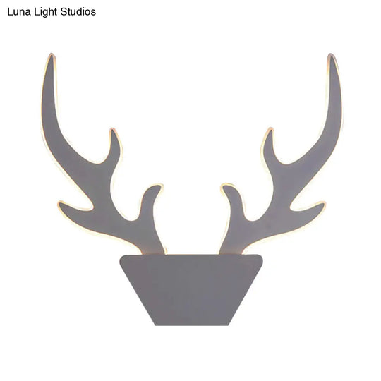 Art Deco Led Antlers Acrylic Wall Sconce Light Fixture In Warm/White White/Black Lamp