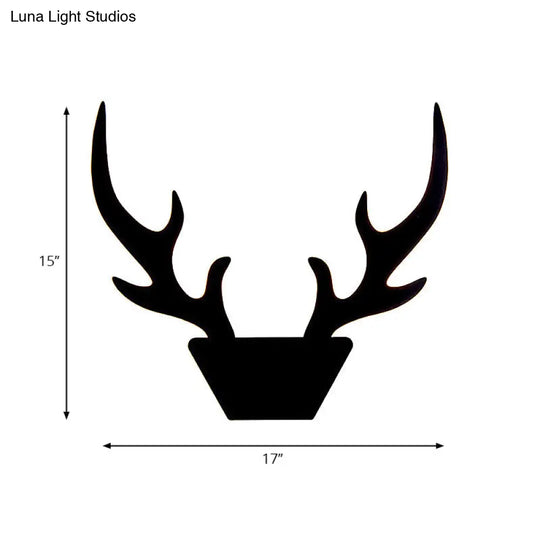 Art Deco Led Antlers Acrylic Wall Sconce Light Fixture In Warm/White White/Black Lamp