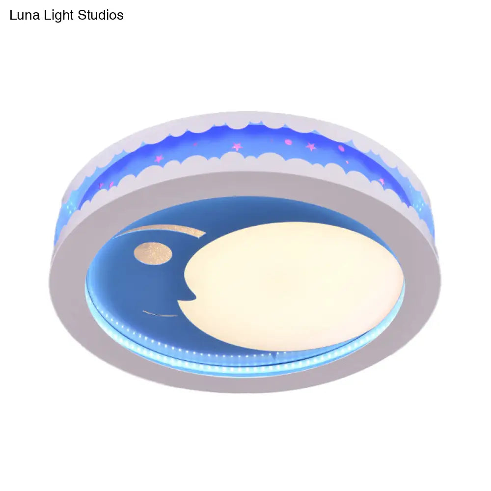 Art Deco Led Flush Ceiling Light For Kids’ Bedrooms - Acrylic Circle Design