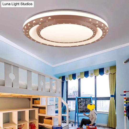 Art Deco Led Flush Mount Ceiling Light For Nursing Room - Acrylic Round Style Yellow / 16 White