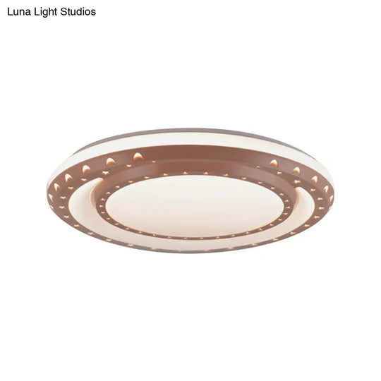 Art Deco Led Flush Mount Ceiling Light For Nursing Room - Acrylic Round Style