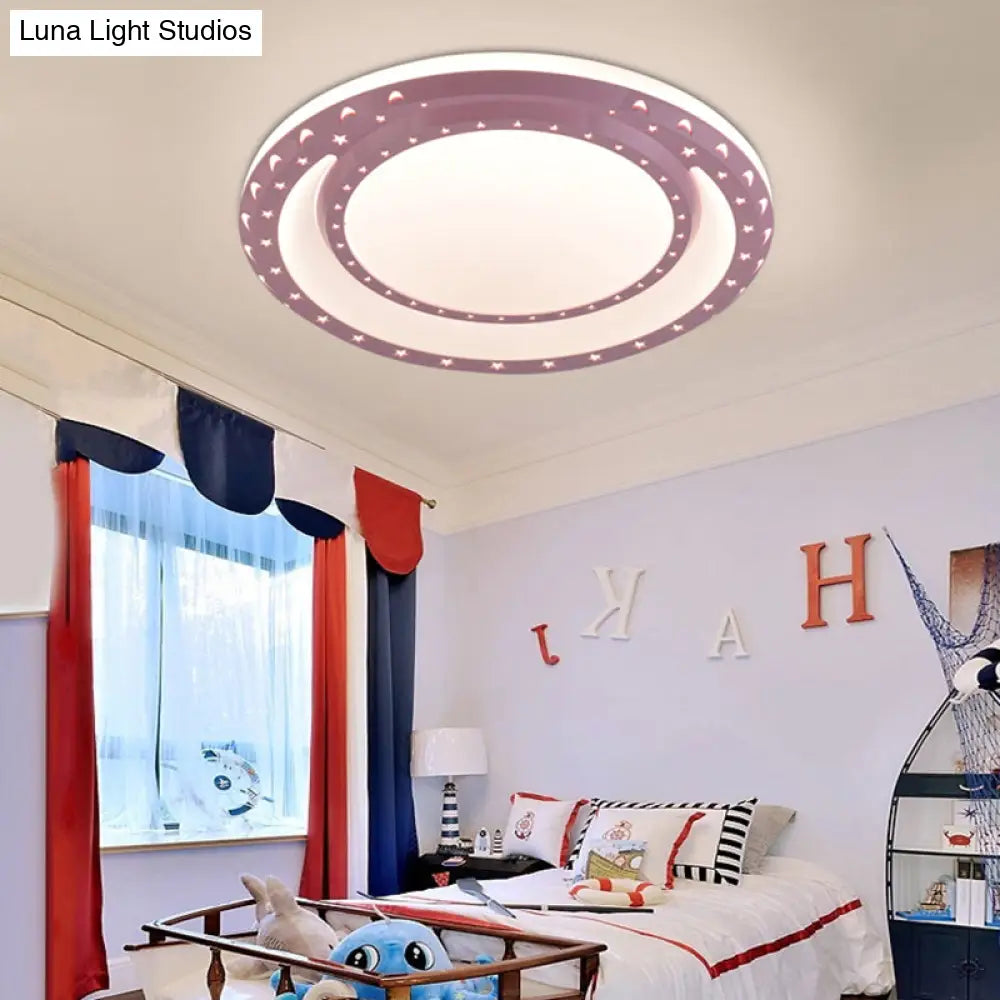 Art Deco Led Flush Mount Ceiling Light For Nursing Room - Acrylic Round Style Pink / 16 Warm