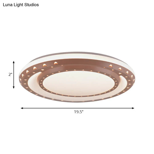 Art Deco Led Flush Mount Ceiling Light For Nursing Room - Acrylic Round Style