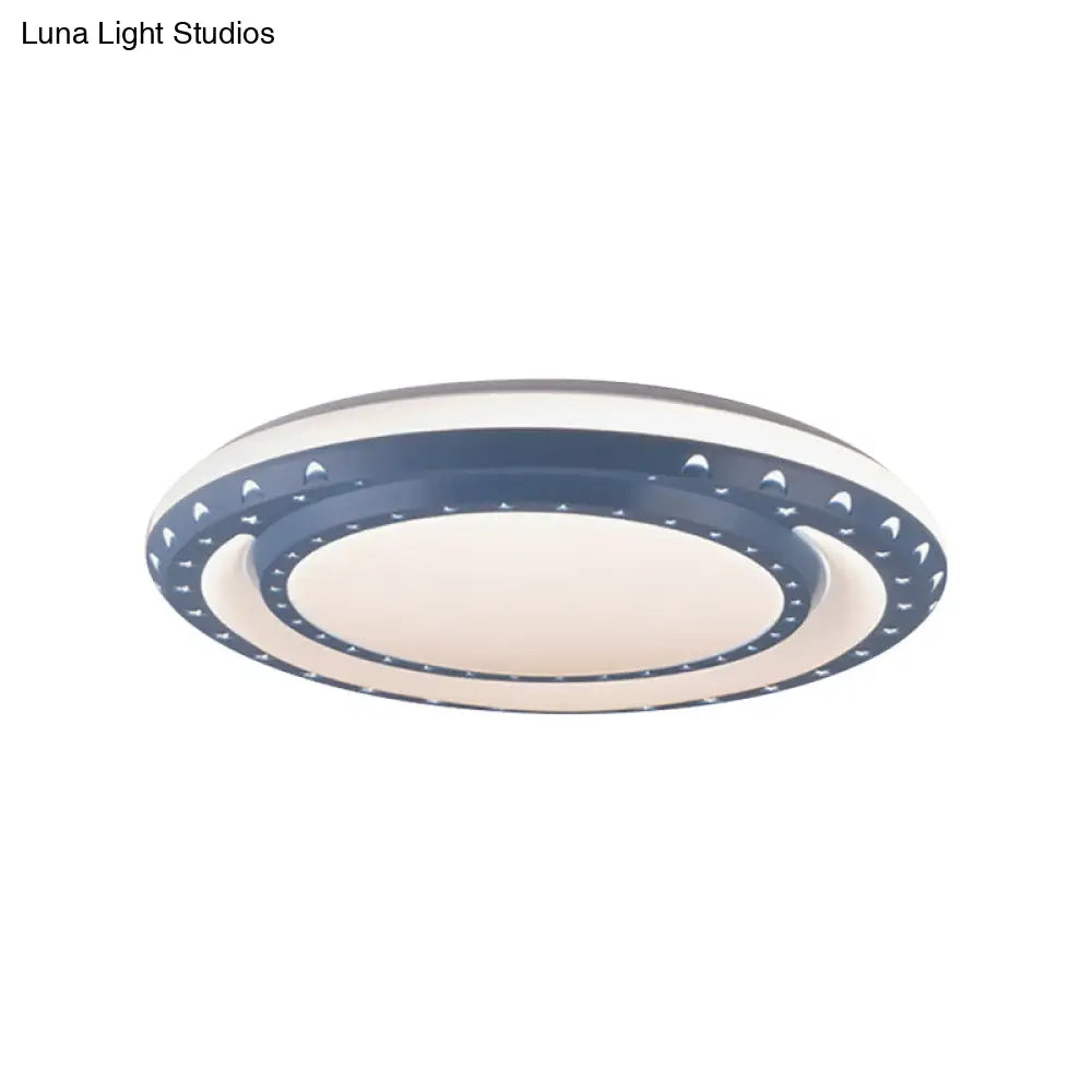 Art Deco Led Flush Mount Ceiling Light For Nursing Room - Acrylic Round Style