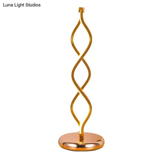 Art Deco Led Gold Wavy Strip Table Lamp With Plug-In Cord