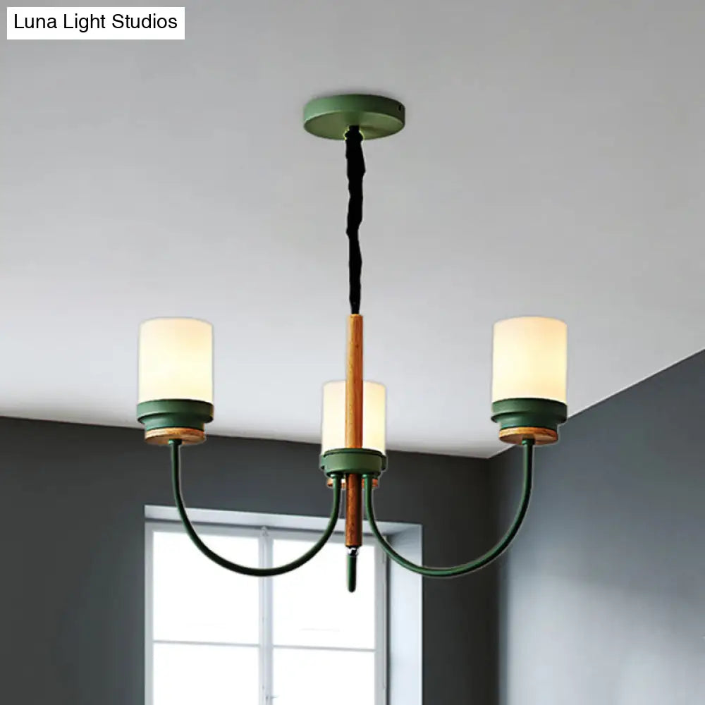 Art Deco Metal Hanging Chandelier With Tapered Shade - 3 Lights For Bedroom