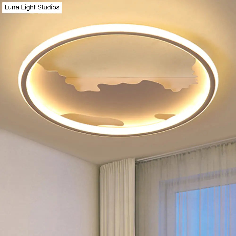 Art Deco Metal Led Round Ceiling Light - White/Warm Flush Mount For Living Room Sizes: