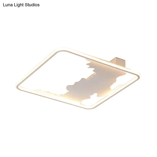 Art Deco Metal Led Square Flush Mount Lighting In White/Warm Light Various Width Options