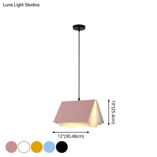 Art Deco Metal Pendant Light: Creative Books Hanging Lamp With 1 Light - Indoor Lighting