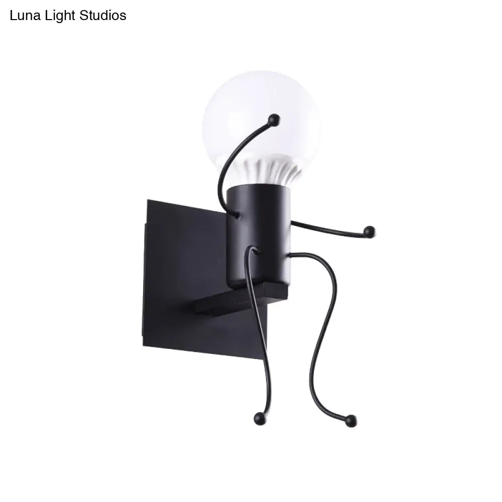 Art Deco Metallic Human Shape Wall Sconce Lamp - Black/White Bedside Lighting (1/2-Head)